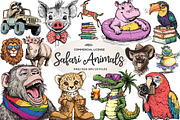 Quirky Safari Animals Clipart, an Illustration by CreationArt (Thumbnail 1 of 6)