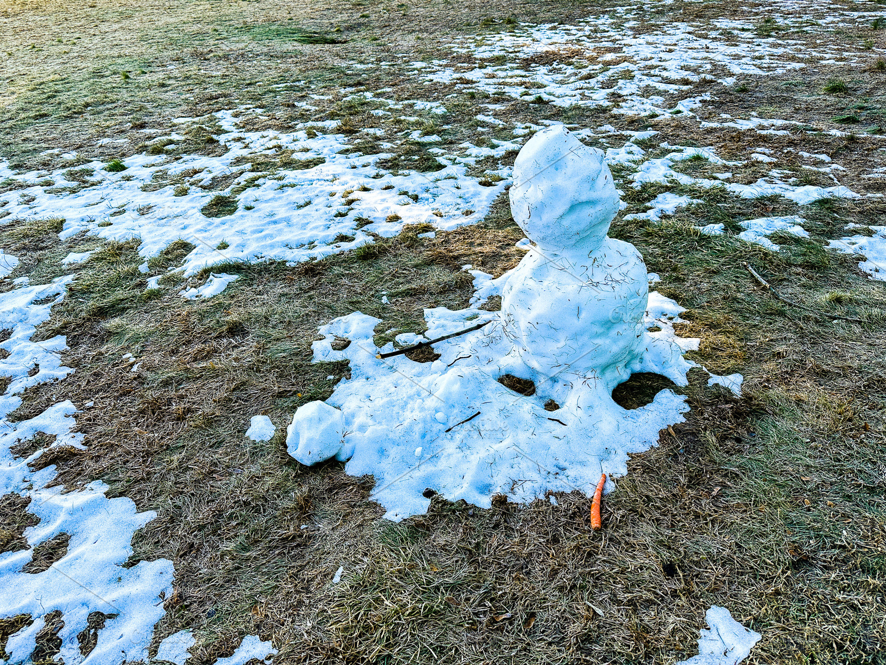 Snowman begins to melt on a sunny da, a Nature Photo by 1miromiro