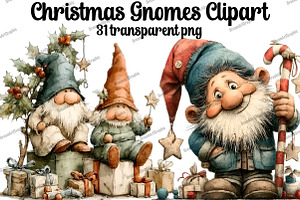 Christmas Gnomes Clipart, an Illustration by DreamArtGraphic