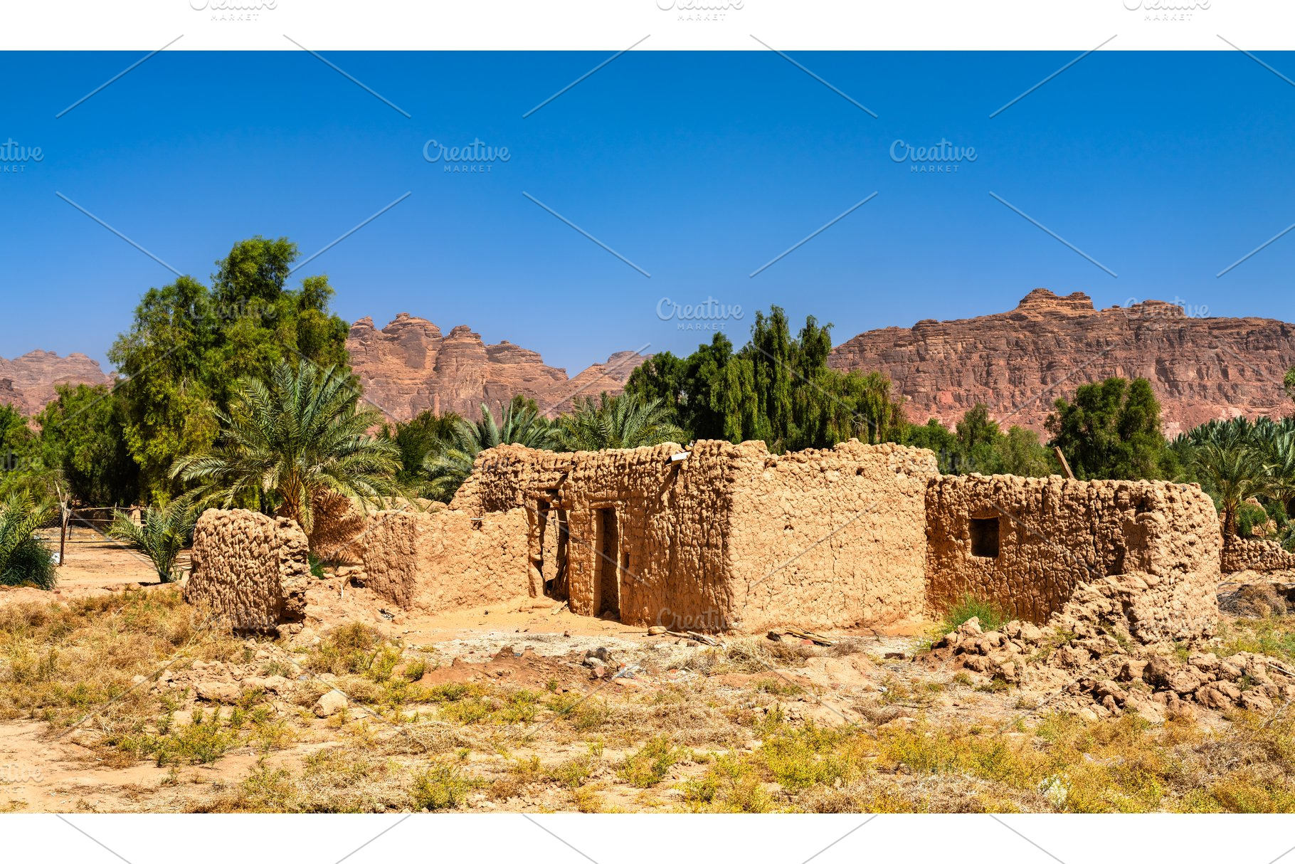 Traditional mud-brick ruins in AlUla Old Town, Saudi Arabia, an Architecture Photo by Leonid Andronov