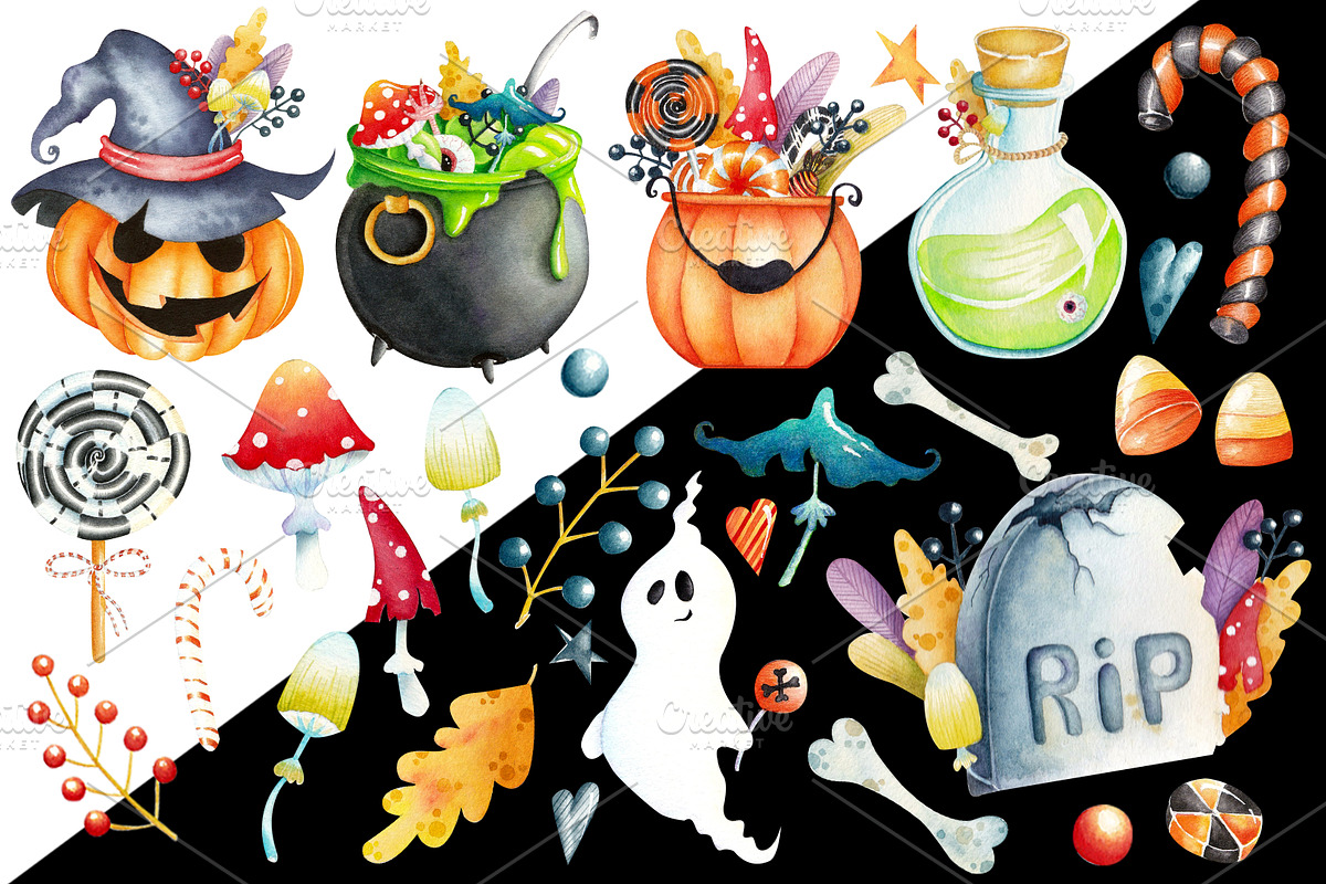 Watercolor halloween clipart., a Background Graphic by NinaBrai (Photo 2 of 6)