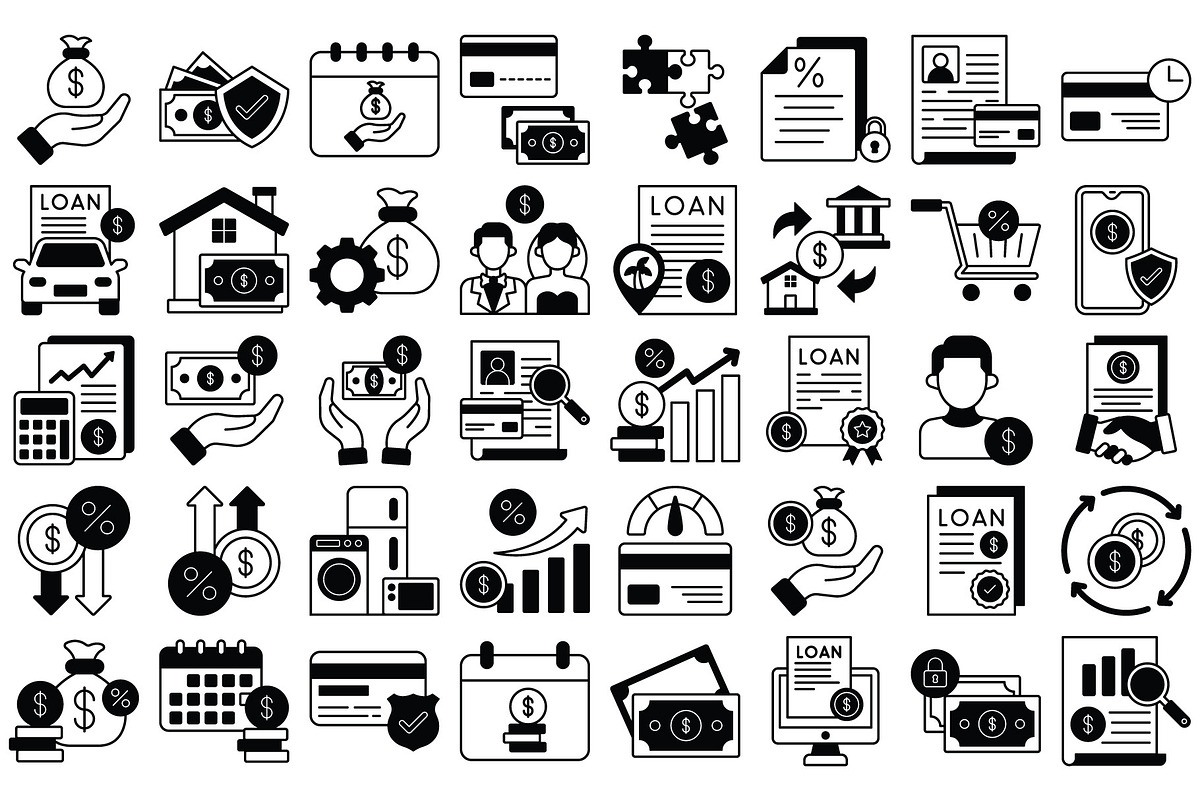 Credit Card Loan Vector Icons Set, an Outline Icon by Vector Portal (Photo 4 of 5)
