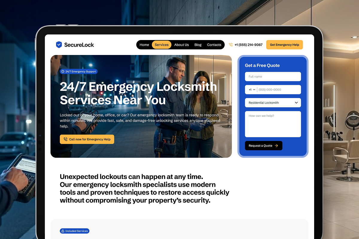 SecureLock: Locksmith Services -75%, a Landing Page Template by Saidmakhmud (Photo 3 of 4)