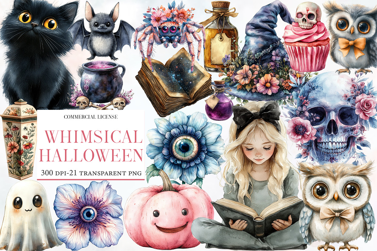 Whimsical Halloween Clipart Sublimat, an Illustration by Designworld (Photo 1 of 6)