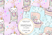 CATTITUDE digital papers, a Pattern Graphic by Masha  Studio (Thumbnail 4 of 9)
