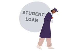 Tired girl student with big bag of, an Education Illustration by Vectorbuum