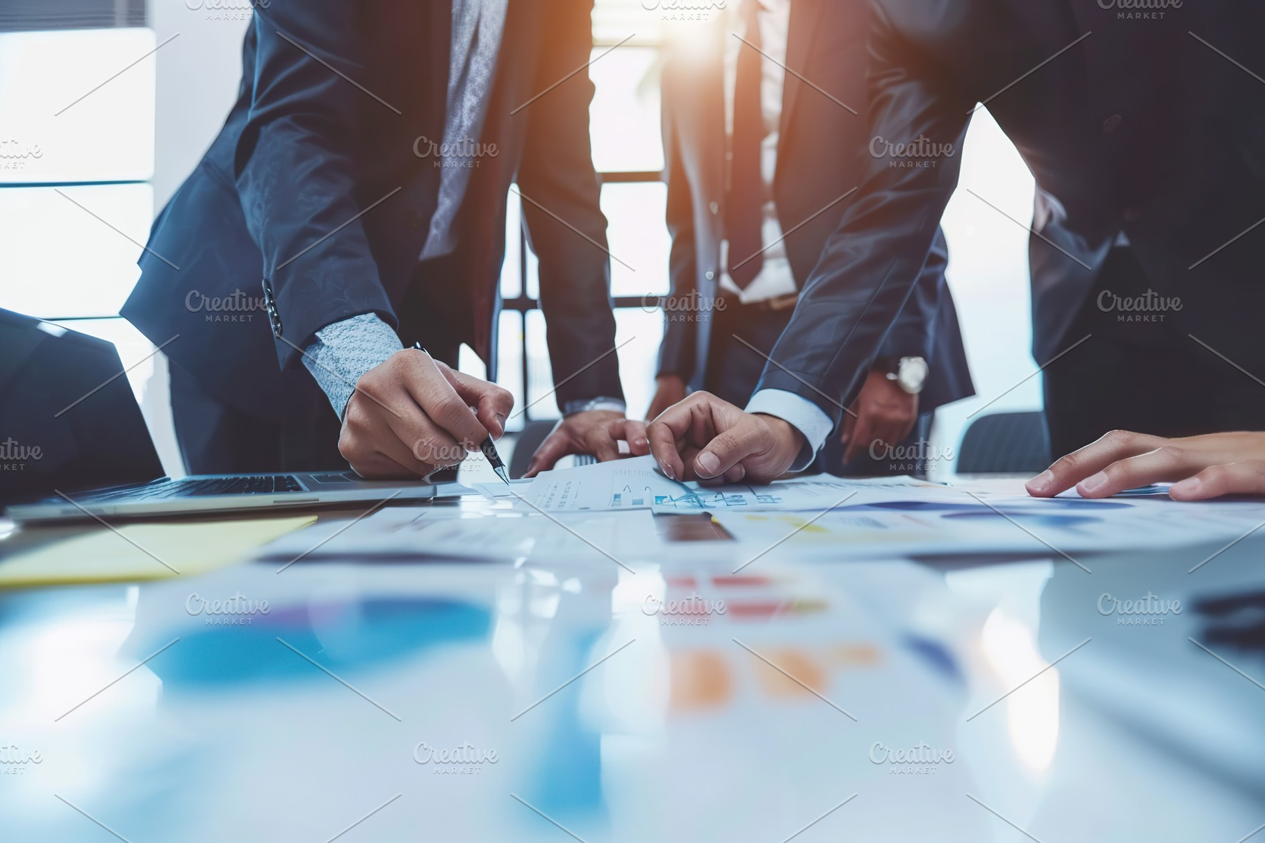 Professional business team working at new business project, a Business Photo by AlyaAnd