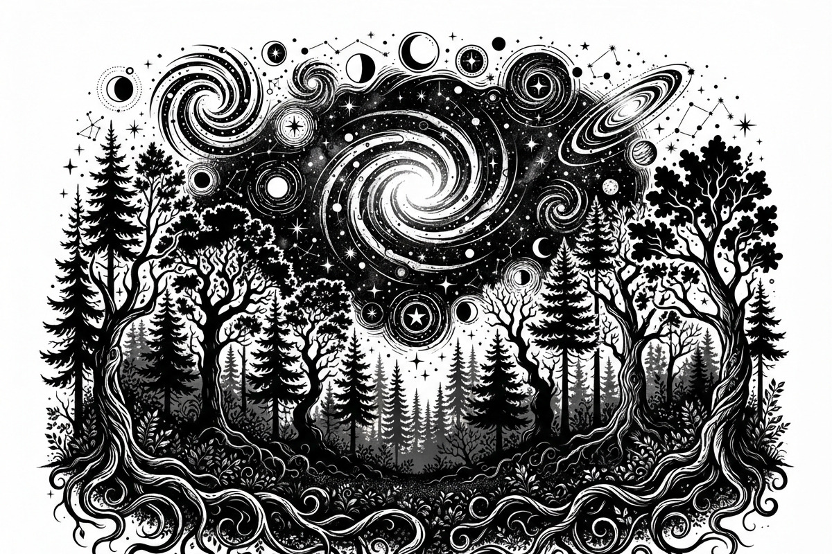 50 Mystical Galaxy Forest Silhouette, a Technology Illustration by Amazin_art (Photo 3 of 41)