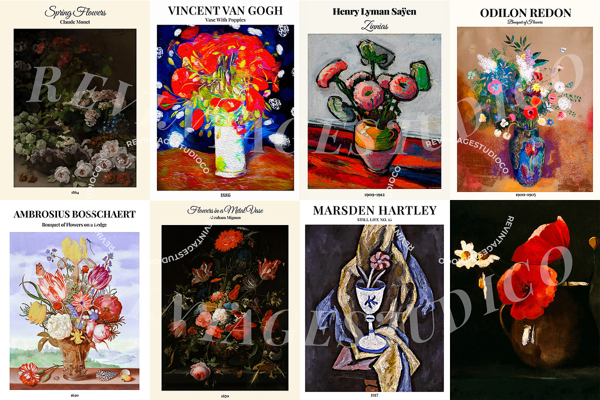 Vintage Flower Prints - Gallery Art, a Background Graphic by RevintageStudio (Photo 3 of 4)