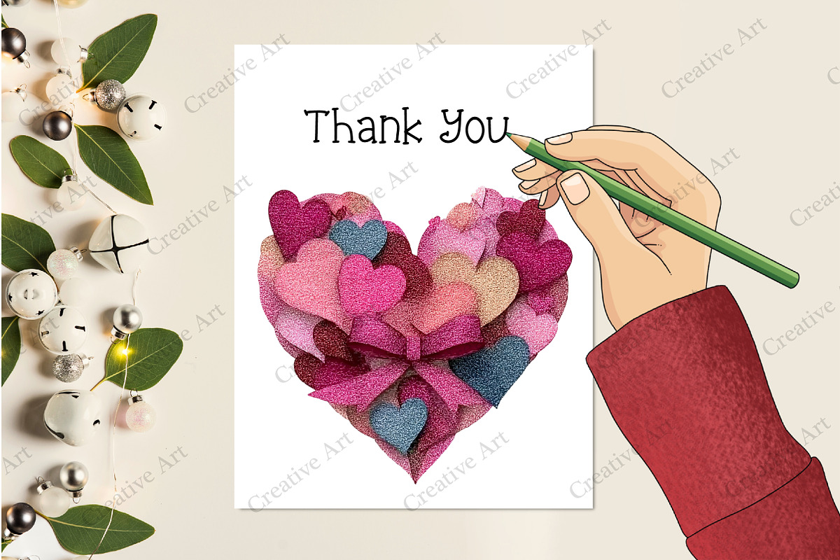 Watercolor Valentine Heart Clipart, an Illustration by Creative Art (Photo 5 of 9)