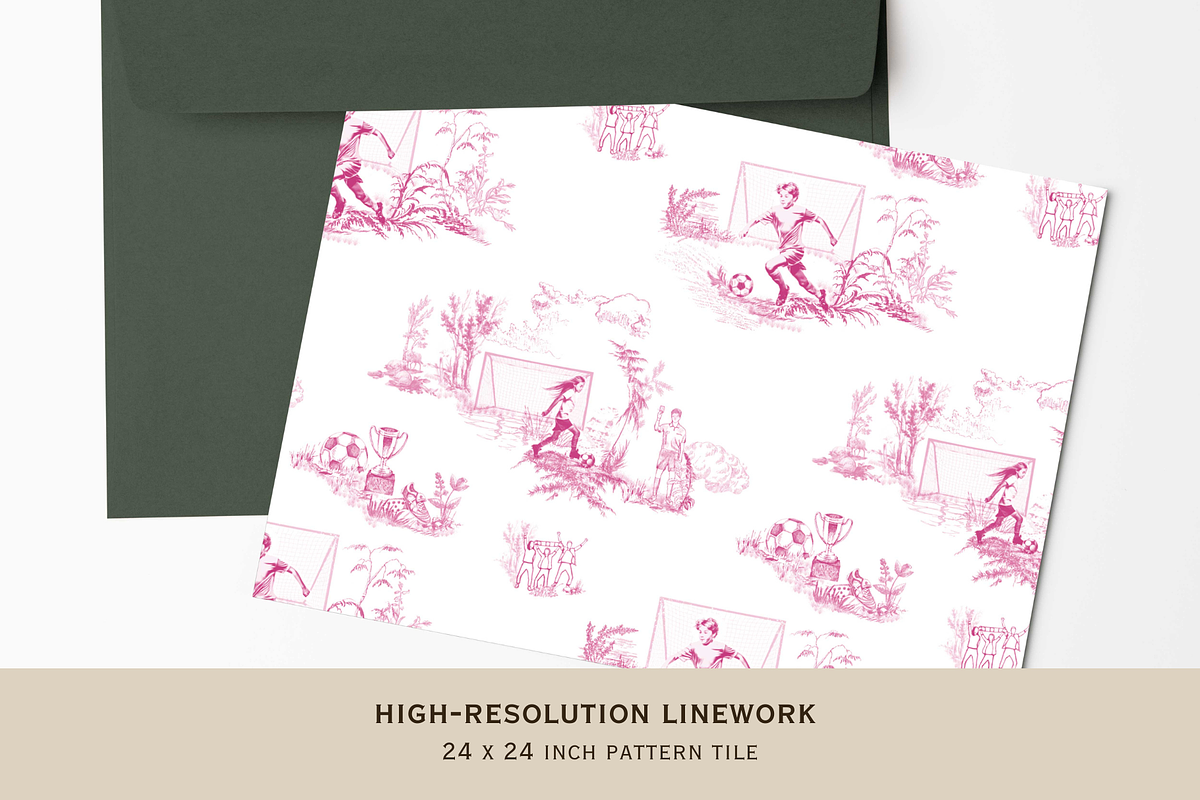 Soccer Toile de Jouy Pattern, a Background Graphic by Hughes Studio (Photo 3 of 8)