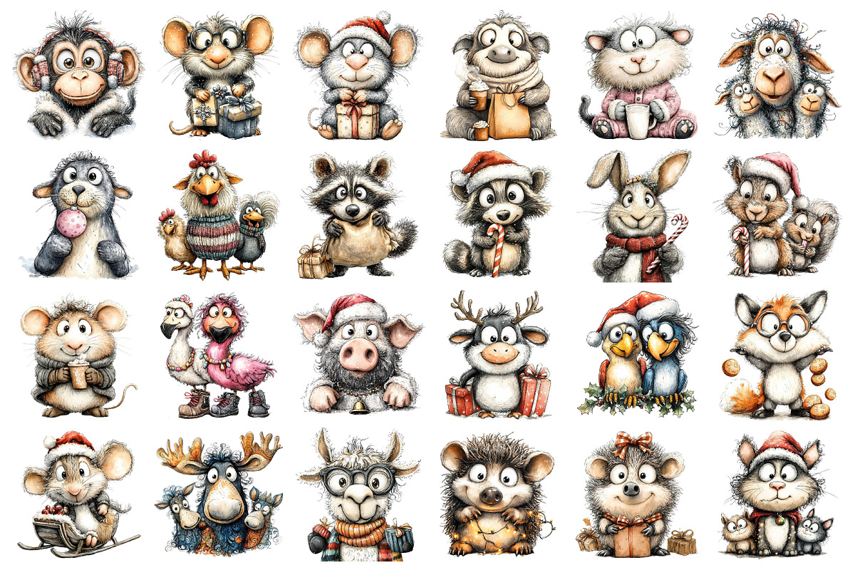 Christmas Quirky Animals Clipart, an Illustration by Daily.Designs (Photo 2 of 5)