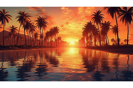 Tropical sunset on beach with palm, a Nature Photo by Lermont51