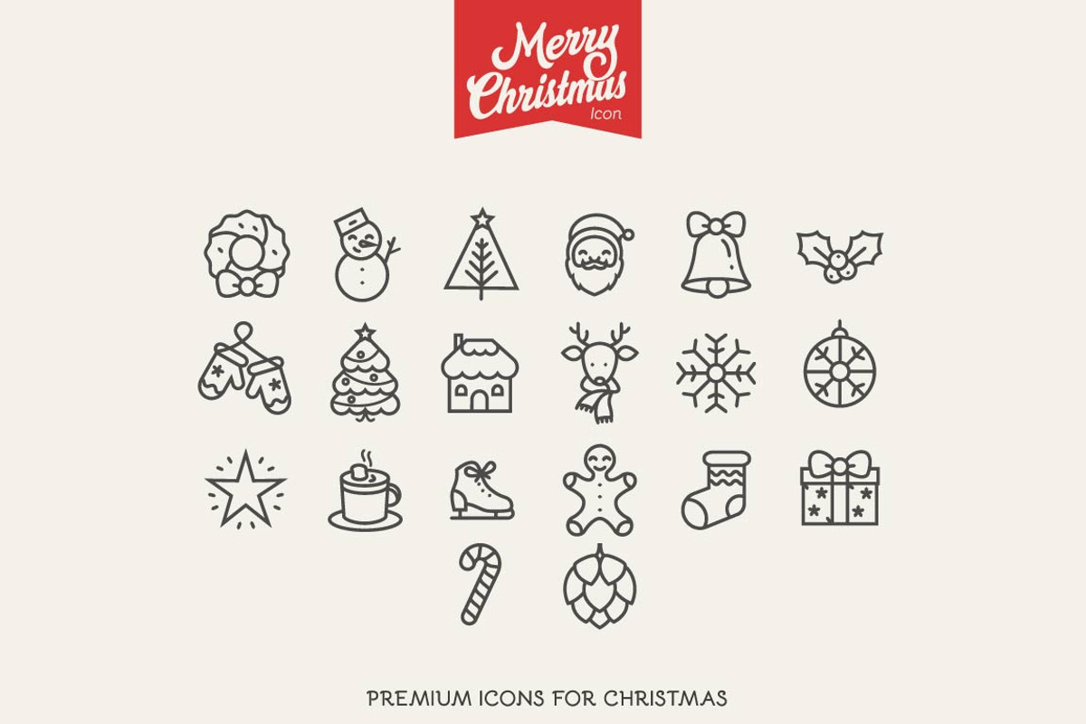 Christmas Icons in 3 different style, an Outline Icon by VectorBakery (Photo 3 of 6)