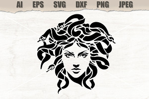 Stencil Medusa Face, a Decorative Illustration by MARYCRAFTIRIA