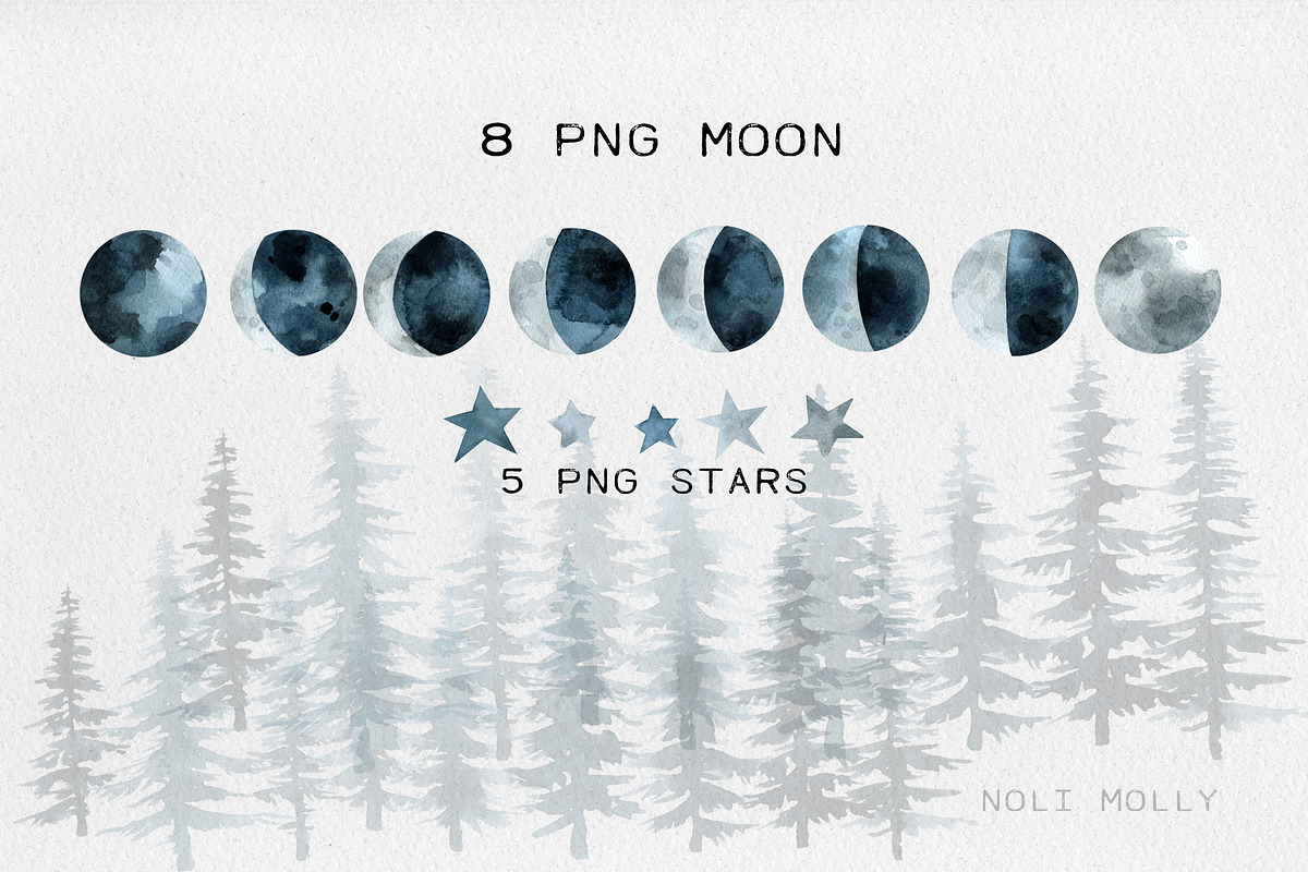 The Trees. Watercolor set., a Decorative Illustration by Noli Molly Store (Photo 5 of 8)