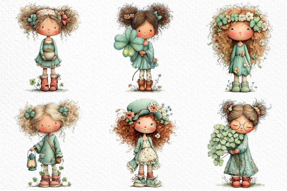 Whimsical St Patrick's Day Girl Clip, an Illustration by Craft Nest (Photo 3 of 11)