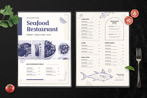 Seafood Restaurant Menu, a Print Template by Annora Studio