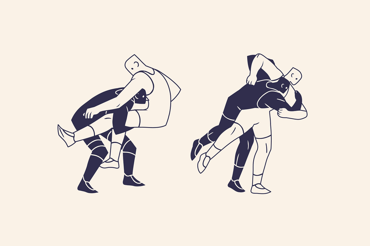 Wrestlers in fight, wrestling set, a Sport Illustration by PaperTrident (Photo 2 of 6)