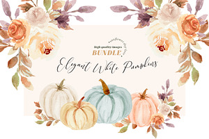 Mint Orange Pumpkin Bundle Clipart