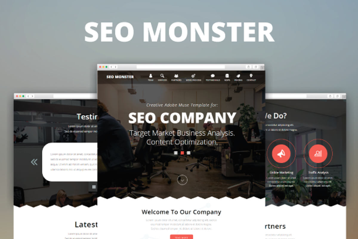 SEO Monster - Creative Muse Template, a Landing Page Template by Vladimir Chernyshov (Photo 1 of 5)
