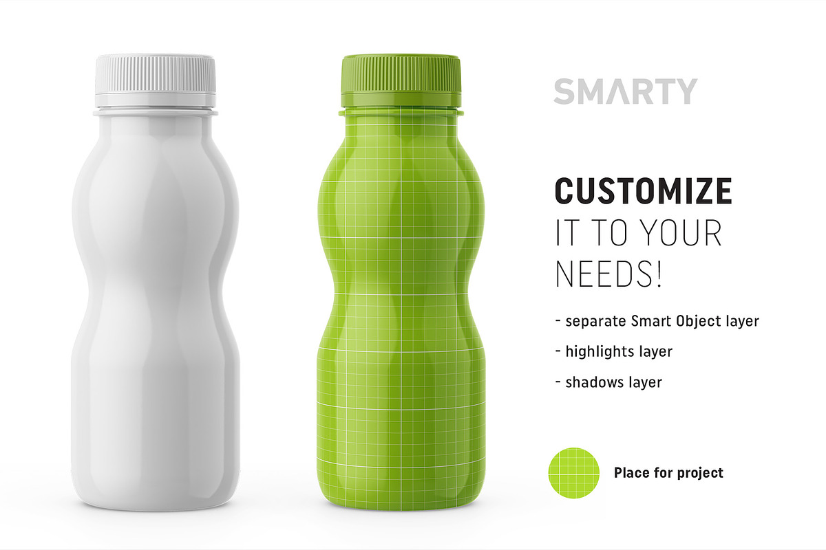 Glossy yogurt bottle mockup, a Packaging Mockup by Smarty Mockups