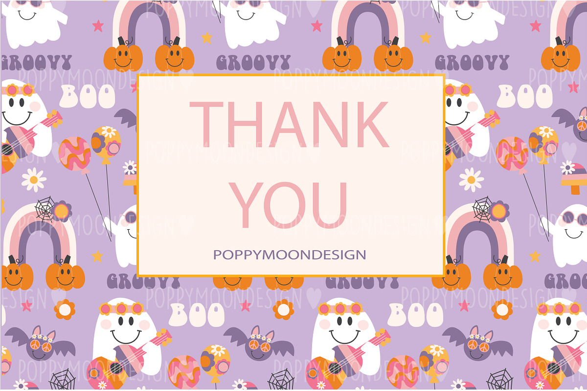 Groovy Ghost set, a Pattern Graphic by Poppymoondesign (Photo 7 of 7)