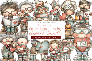 Whimsical Valentine Father Clipart, an Illustration by DreamArtGraphic