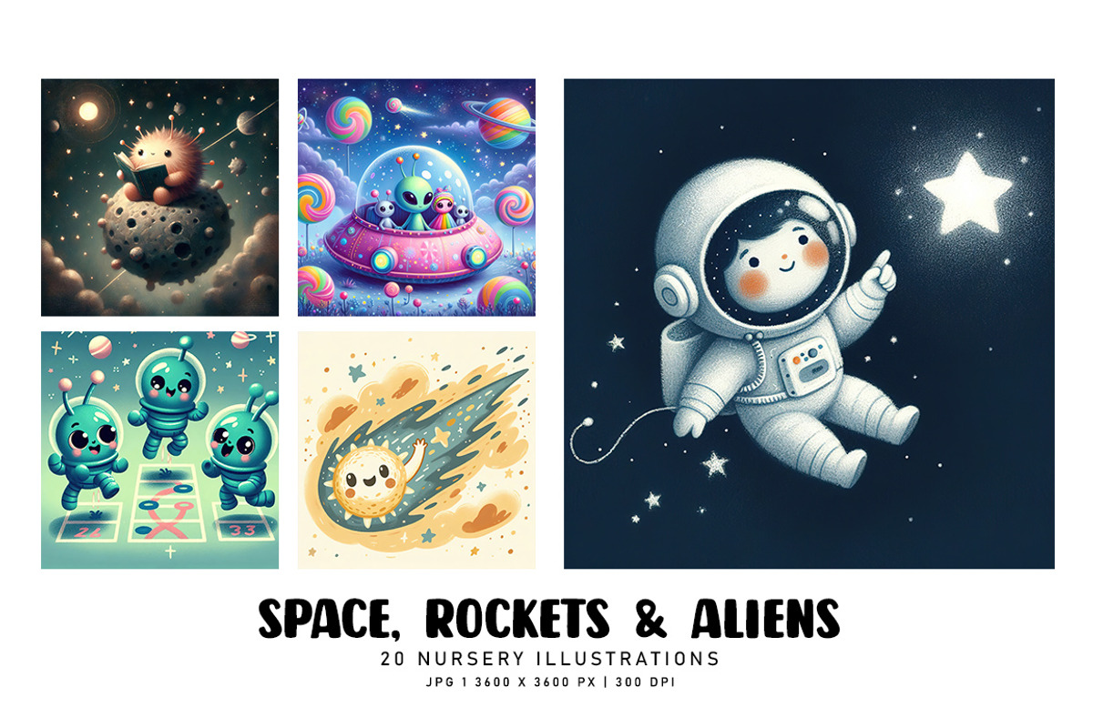 Space, Rockets and Aliens, a Decorative Illustration by Digital Art Creations (Photo 4 of 7)