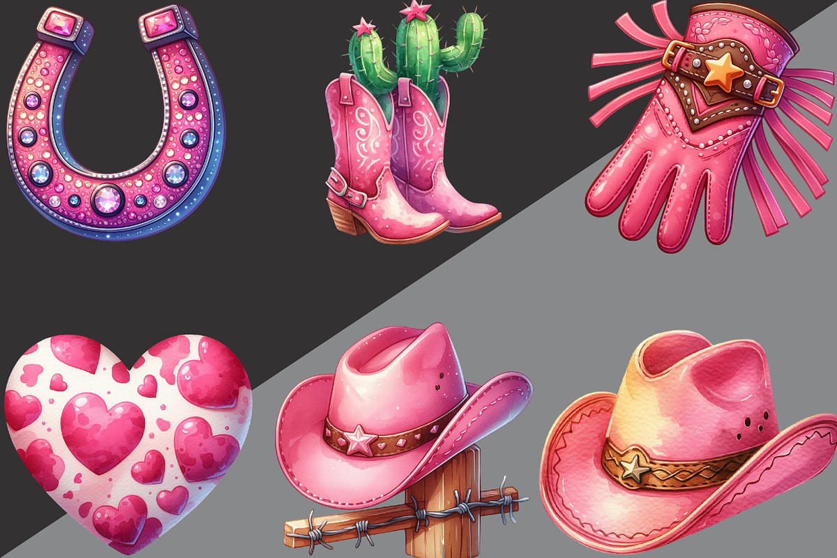 Pink Vintage Western Clipart, an Illustration by Black Bird Studio (Photo 6 of 6)