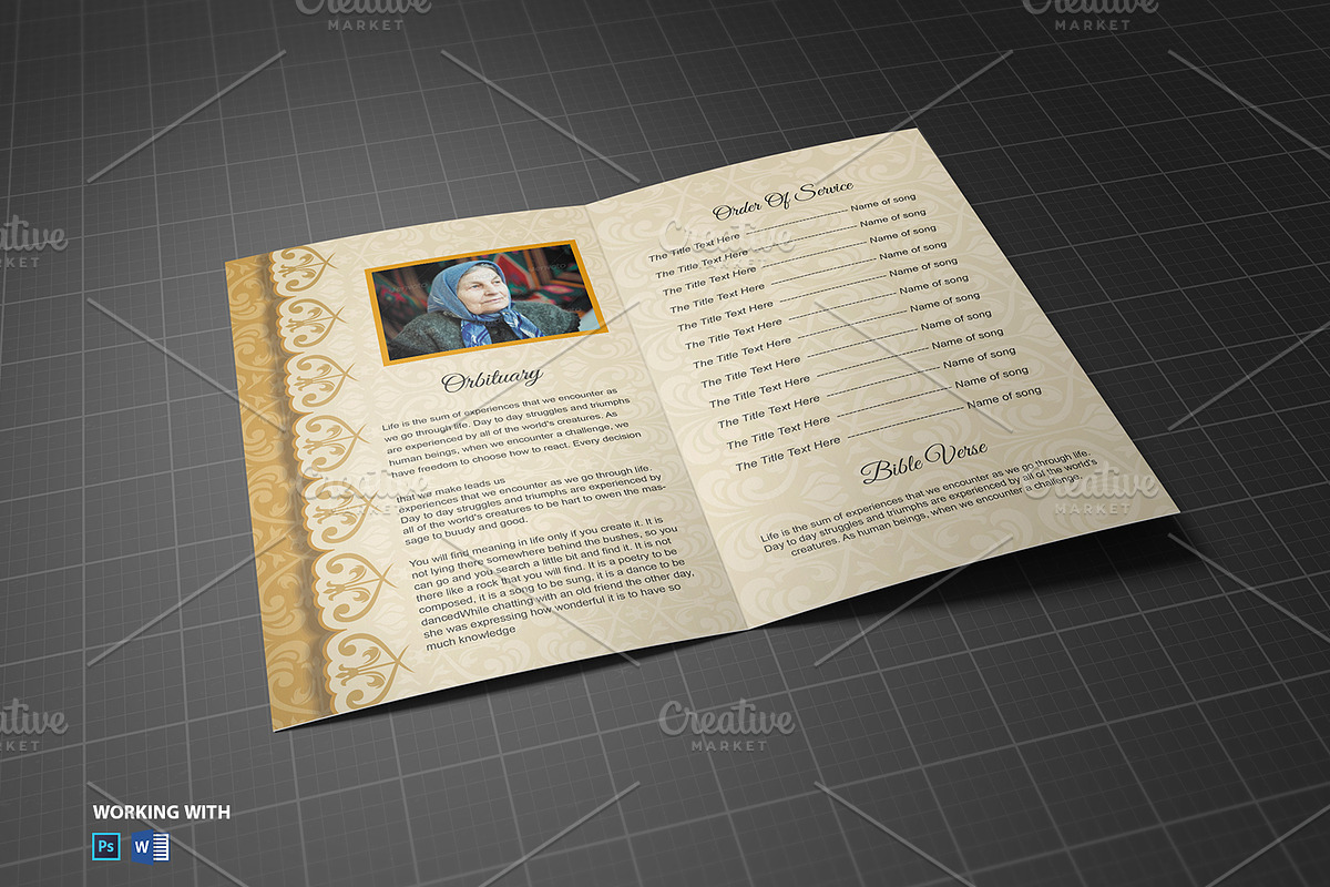Memorial Funeral Program Template, a Brochure Template by Madhabi Studio (Photo 4 of 5)