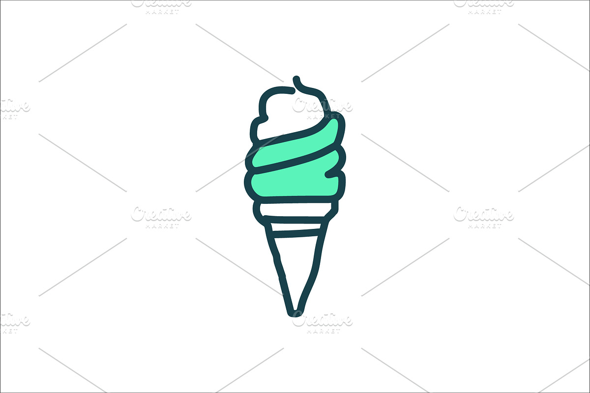 Minimal Ice Cream Logo, an Outline Icon by Vectorium Studio