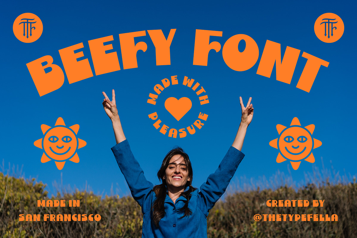 Beefy - A Funky 70s Font, a Sans Serif Font by The Type Fella (Photo 1 of 6)