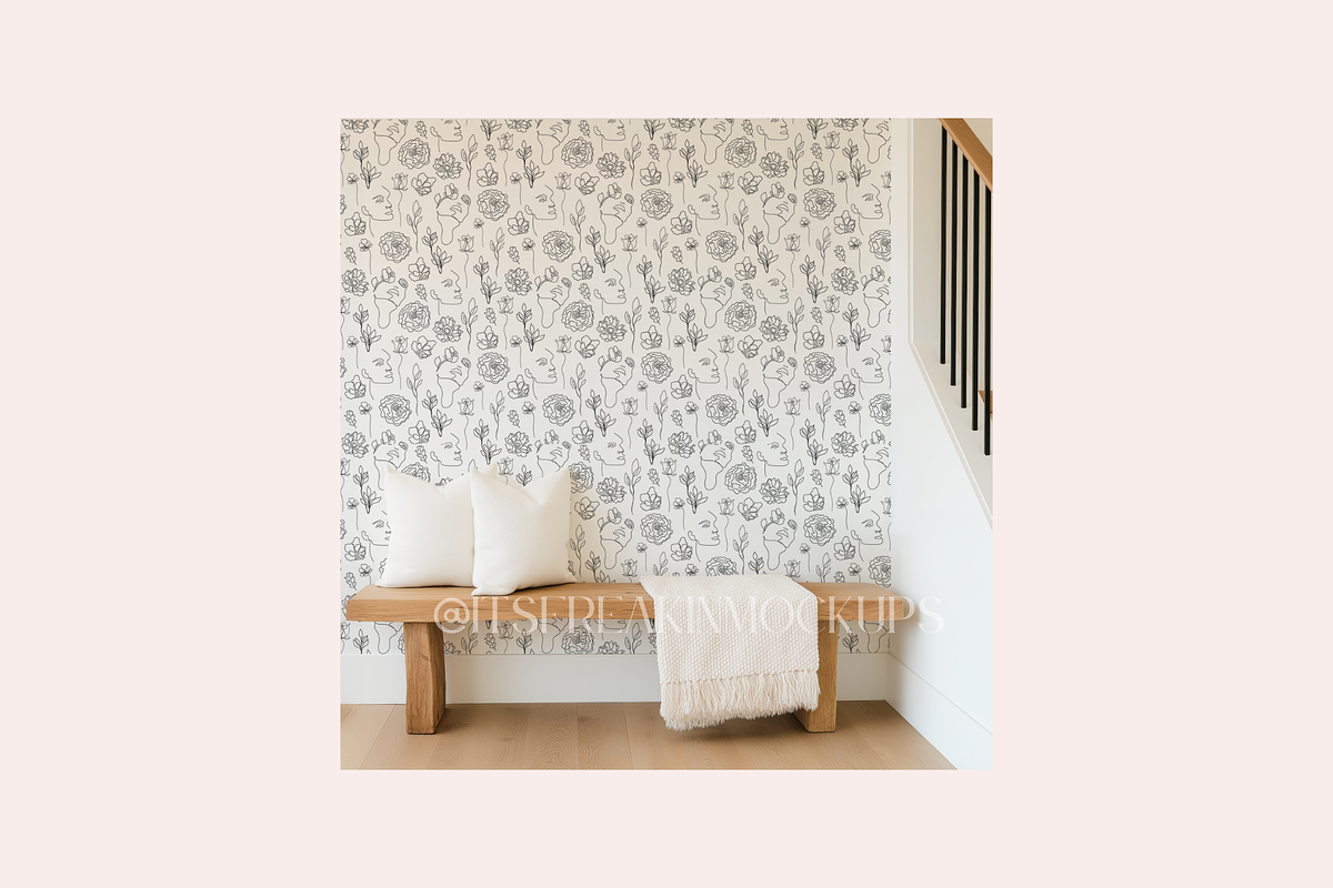 PSD Entryway Wallpaper Mockup, a Household Mockup by ItsFreakinMockups (Photo 2 of 4)