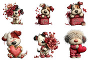 Quirky valentine dog clipart, an Illustration by CreationArt (Thumbnail 2 of 6)