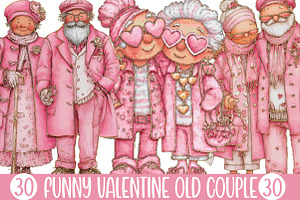 Funny Valentine Old Couple, an Illustration by Designking