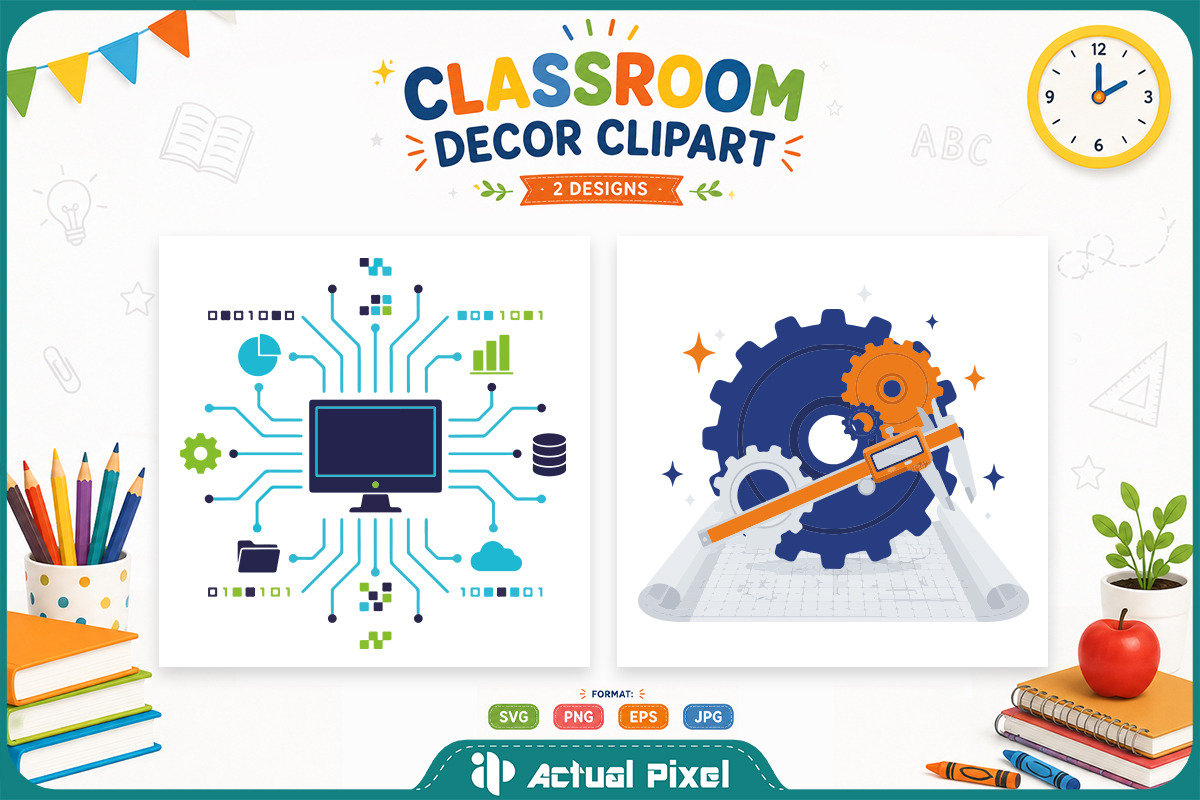 Classroom Decor Clipart Bundle, an Education Illustration by Actual Pixel (Photo 7 of 12)