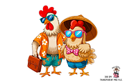 10 Rooster and Hen Beach PNG Bundle, an Illustration by Clipart Bloom (Thumbnail 9 of 11)