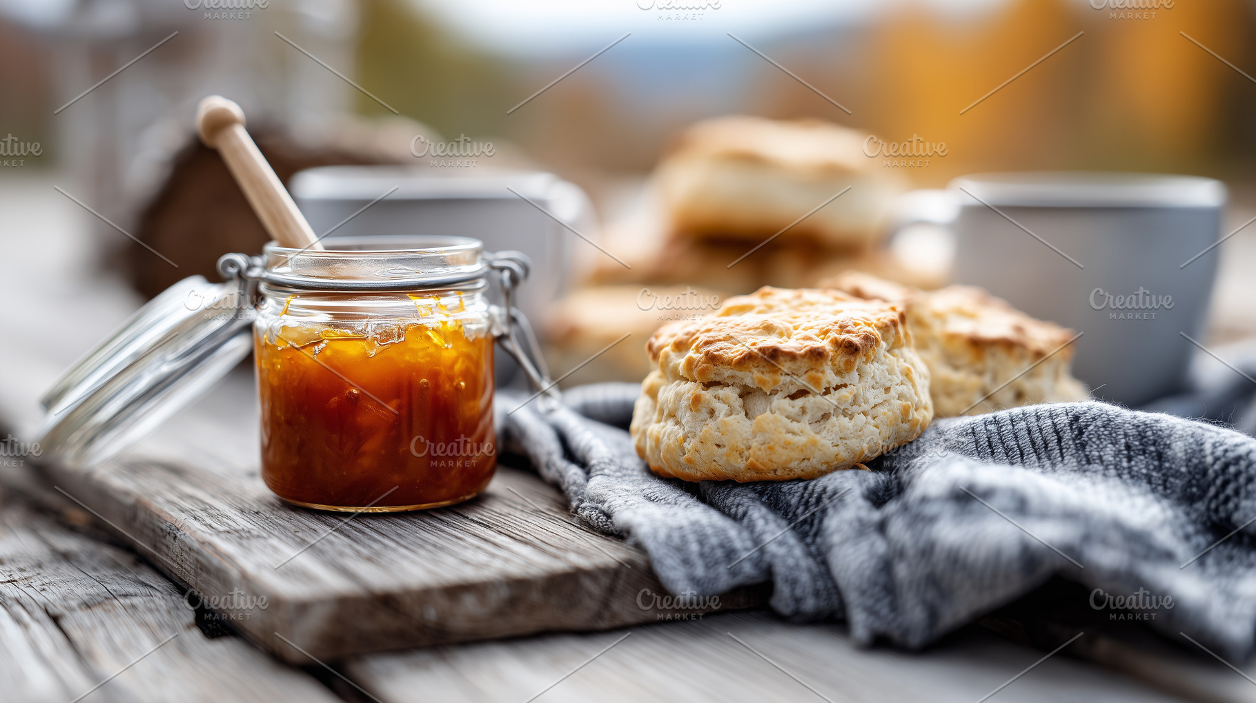 Freshly baked scones served with, a Food & Drink Photo by MistyDay