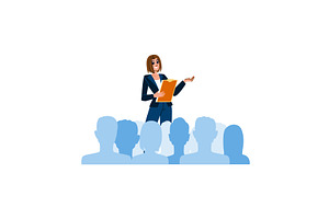 Businesswoman giving presentation to, a Person Illustration by pikepicture