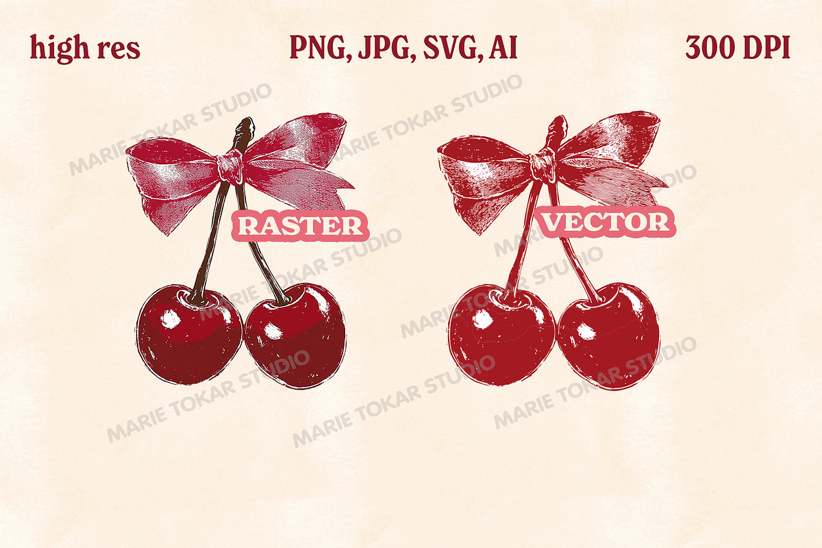 Retro Cherry Illustrations PNG & SVG, an Object Graphic by Marie T (Photo 11 of 12)