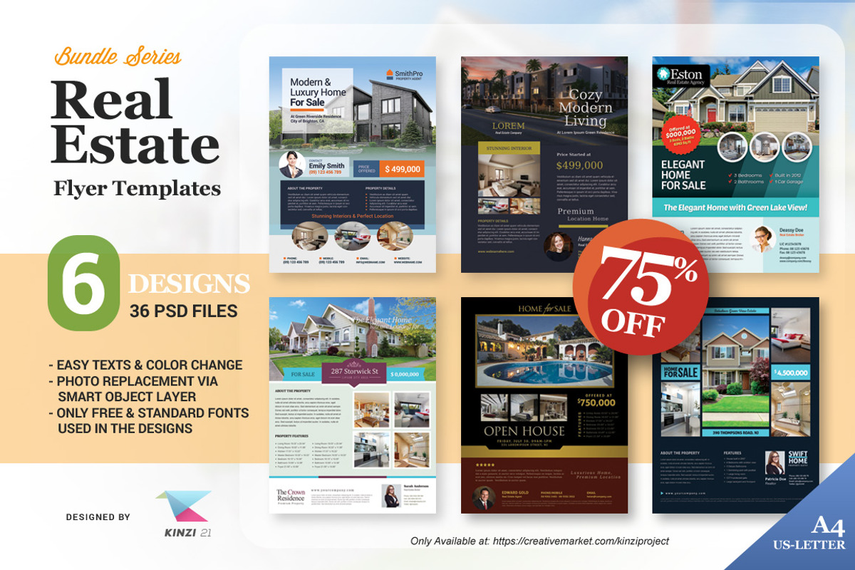 Real Estate Template Bundle-75% OFF, a Flyer Template by kinzi21 (Photo 1 of 7)