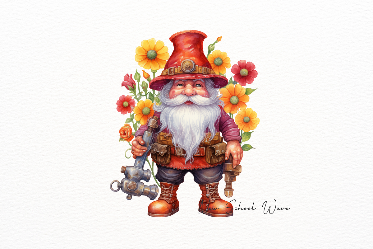 Steampunk Gnome with Flowers, a Person Illustration by New-School-Wave (Photo 2 of 5)