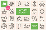 Autumn and Leaves Outline Icons, an Outline Icon by Sargatal (Thumbnail 1 of 4)
