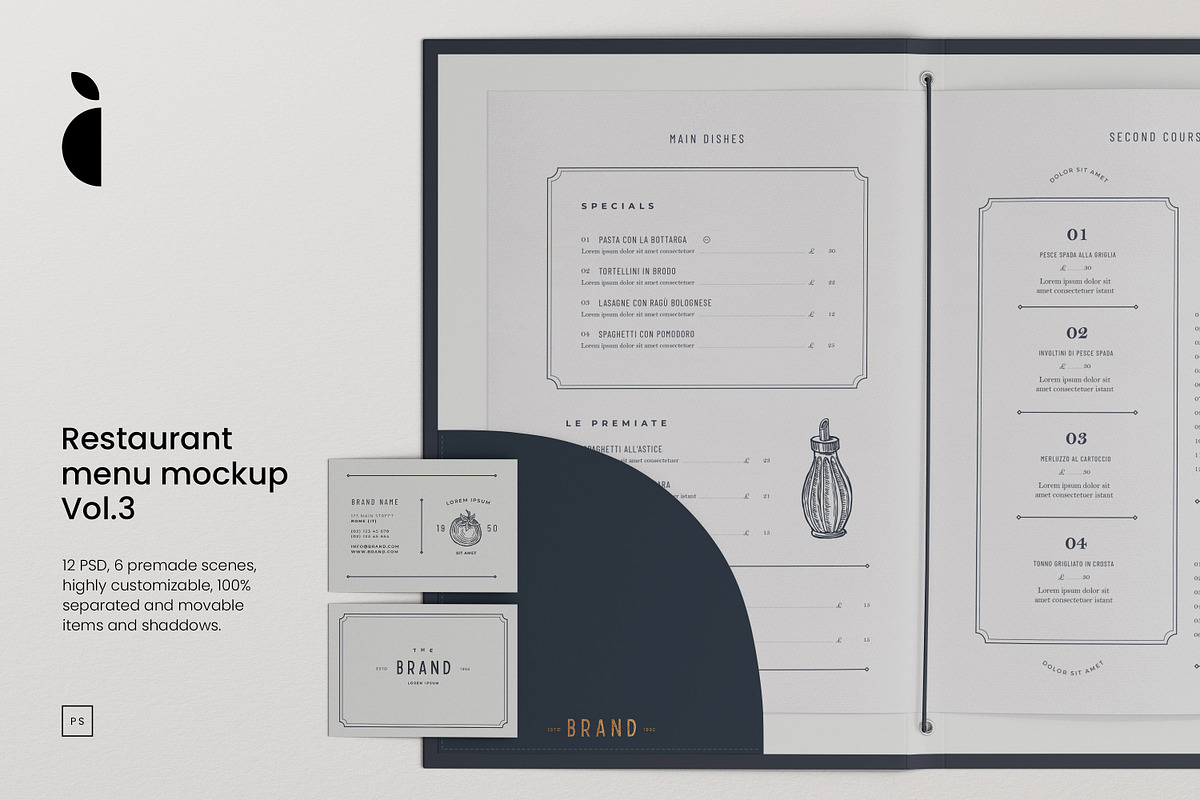 Restaurant Menu & Brand Mockup kit, a Books & Magazine Mockup by Catkie - Digital Art (Photo 1 of 9)