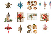 Vintage Christmas Clipart - 38 PNG, a Seasonal Illustration by InkyQueenArt (Thumbnail 2 of 8)