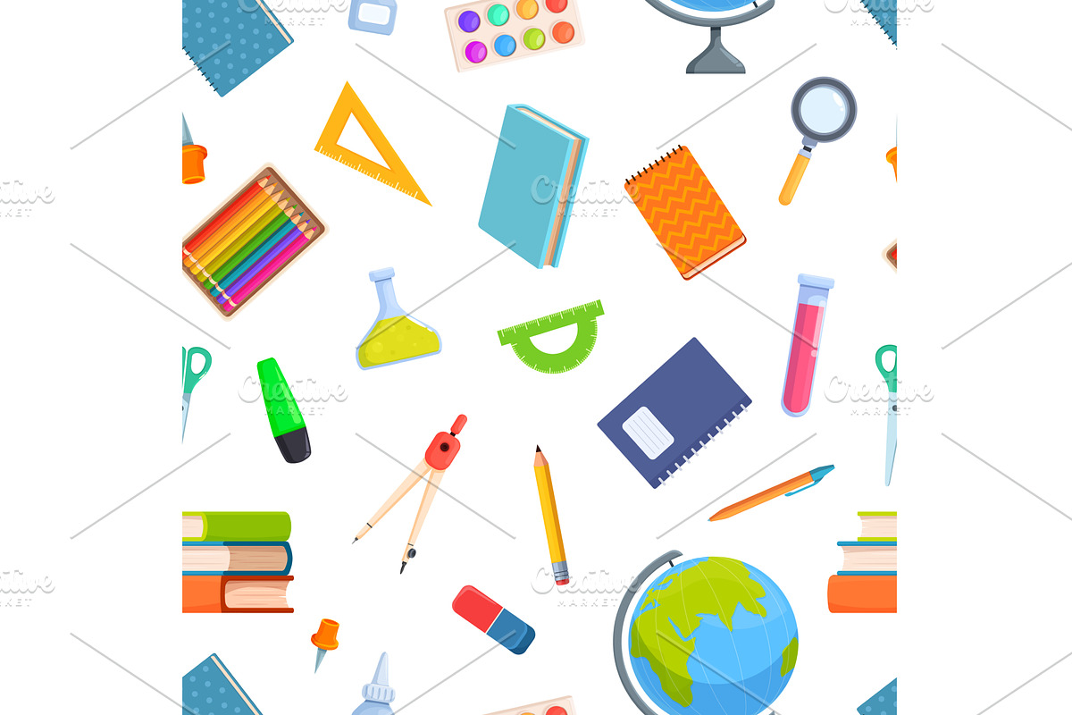 Stationery seamless pattern. School, an Education Illustration by Valerie Bodnar