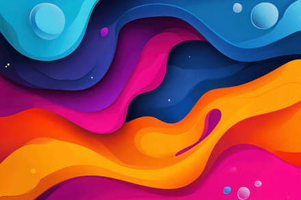 Colorful abstract waves blend vibran, a Photo by Tanuart