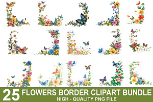 Spring Flower Border Clipart Bundle, an Illustration by crative8112