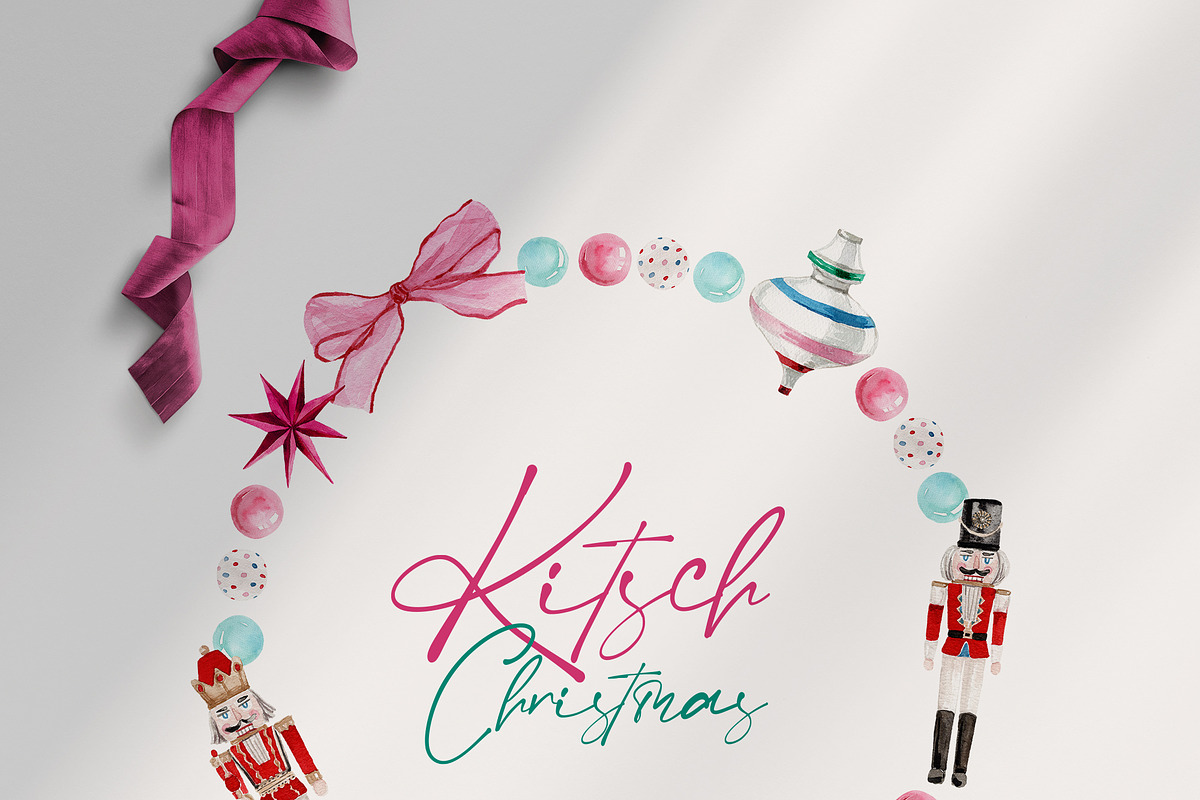 Watercolor Clipart-KITSCH Christmas, a Decorative Illustration by Beigetime (Photo 12 of 15)